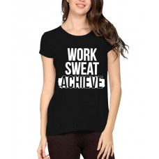 Women's Cotton Biowash Graphic Printed Half Sleeve T-Shirt - WORK SWEAT 