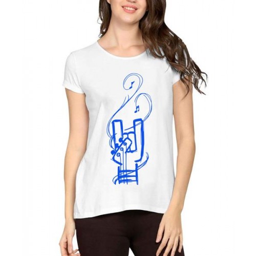 Women's Cotton Biowash Graphic Printed Half Sleeve T-Shirt - Yo Guitar