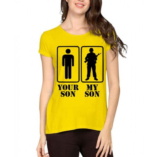 Women's Cotton Biowash Graphic Printed Half Sleeve T-Shirt - Your Son My Son