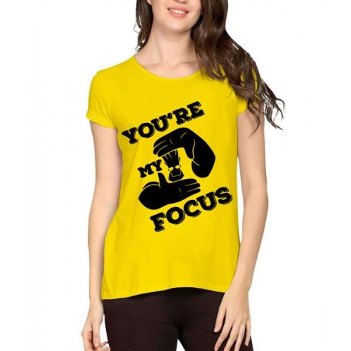 Women's Cotton Biowash Graphic Printed Half Sleeve T-Shirt - You're My Focus