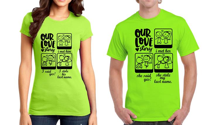 Our Love Story Couple Graphic Printed T-shirt