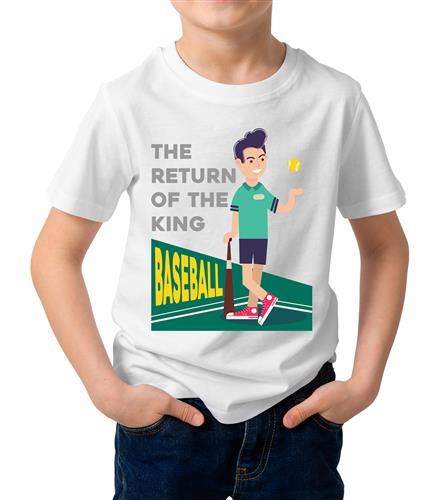 Kid's Baseball King Cotton Graphic Printed Half Sleeve T-Shirt
