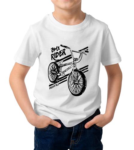 Kid's BMX Rider Cotton Graphic Printed Half Sleeve T-Shirt