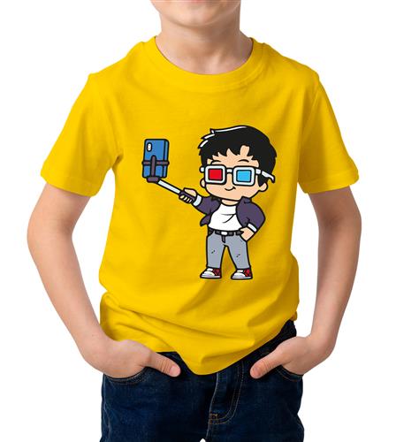 Kid's Boy Selfi Cotton Graphic Printed Half Sleeve T-Shirt