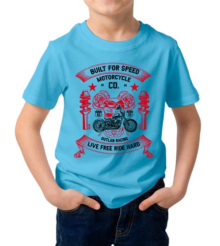 Kid's Built For Speed Cotton Graphic Printed Half Sleeve T-Shirt