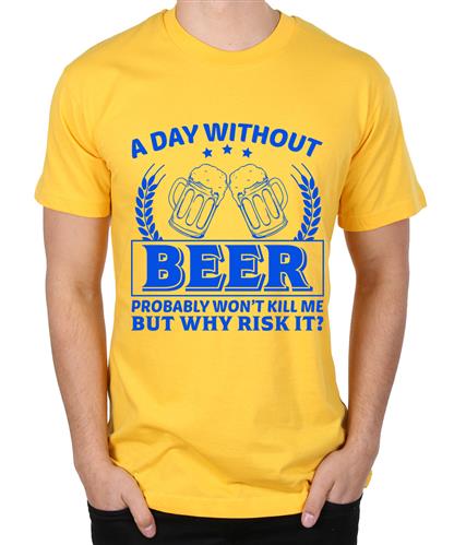 Men's A Day Beer Risk Graphic Printed T-shirt