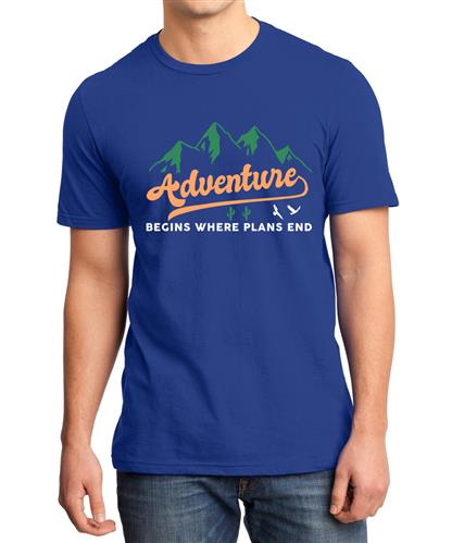 Men's Adventure Begins Where Graphic Printed T-shirt