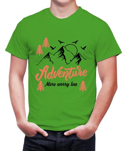 Men's Adventure More Worry  Graphic Printed T-shirt