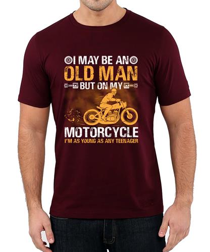 Men's An Old Man Motorcycle Graphic Printed T-shirt