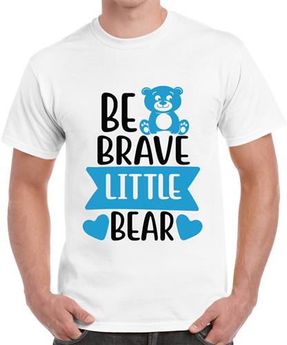 Men's Be Brave Bear Love Graphic Printed T-shirt