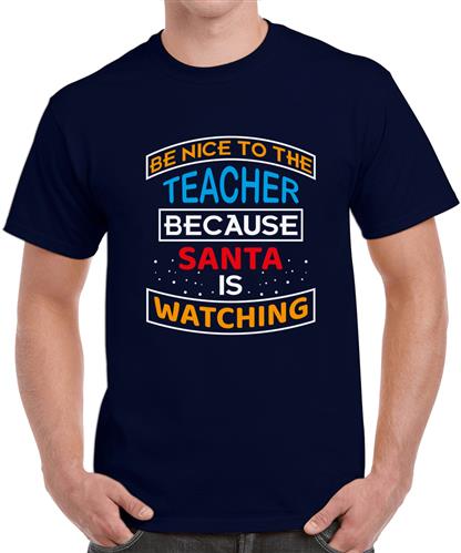 Men's Be Nice Santa Graphic Printed T-shirt