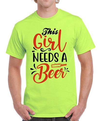 Men's Beer A Girl Graphic Printed T-shirt