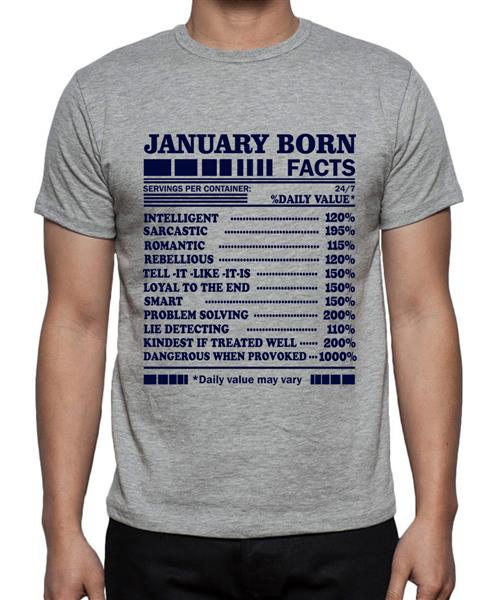 Men's Cotton Graphic Printed Half Sleeve T-Shirt - January Born Facts