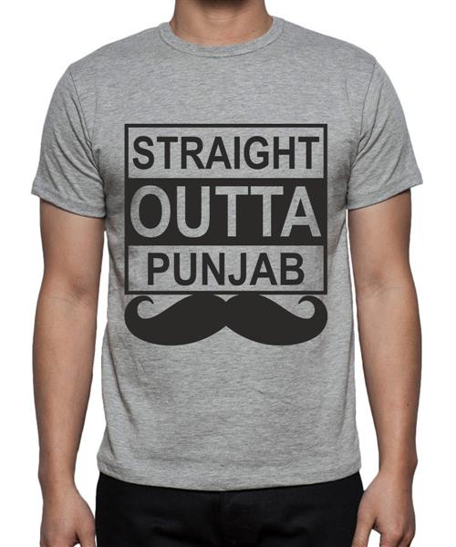 Men's Cotton Graphic Printed Half Sleeve T-Shirt - Straight Outta Punjab