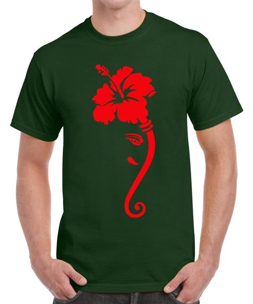 Men's Round Neck Cotton Half Sleeved T-Shirt With Printed Graphics - Hibiscus Bappa