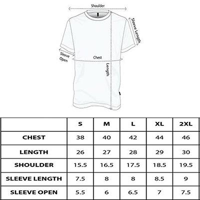 Mens T-Shirt Size Chart