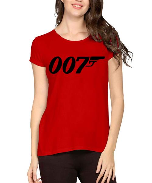 Women's Cotton Biowash Graphic Printed Half Sleeve T-Shirt - 007 Gun