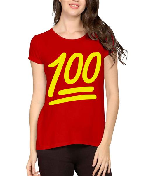 Women's Cotton Biowash Graphic Printed Half Sleeve T-Shirt - 100 Out Of 100