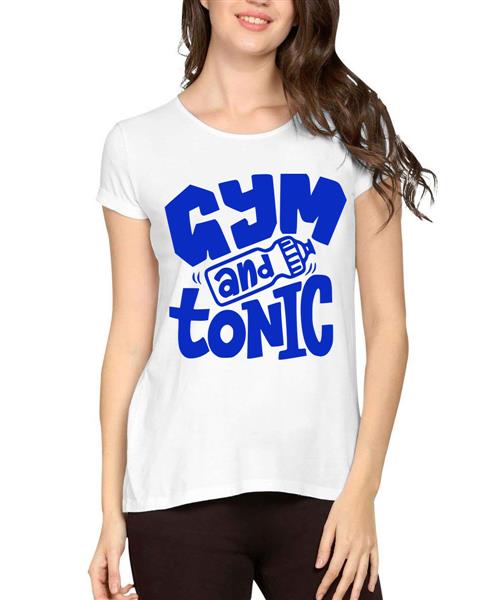 Women's Cotton Biowash Graphic Printed Half Sleeve T-Shirt - Gym And Tonic