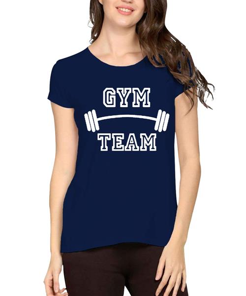 Women's Cotton Biowash Graphic Printed Half Sleeve T-Shirt - Gym Team